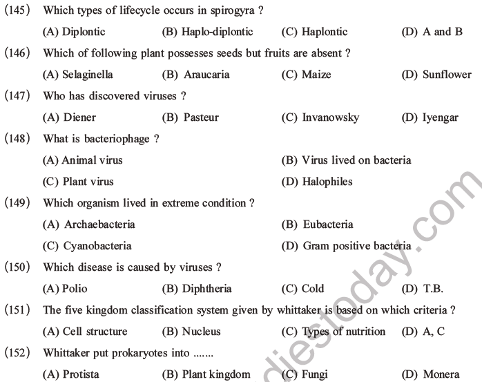 Neet Biology Classification Of Plant Kingdom Mcqs Set A Multiple